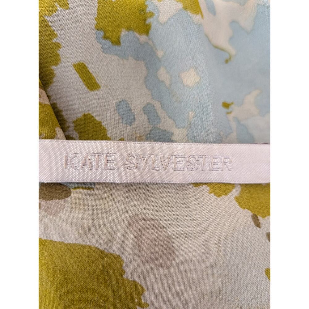 Kate Sylvester 100% Silk Abstract Floral Tie-Front Midi Dress Size Small Luxury - Picture 7 of 12